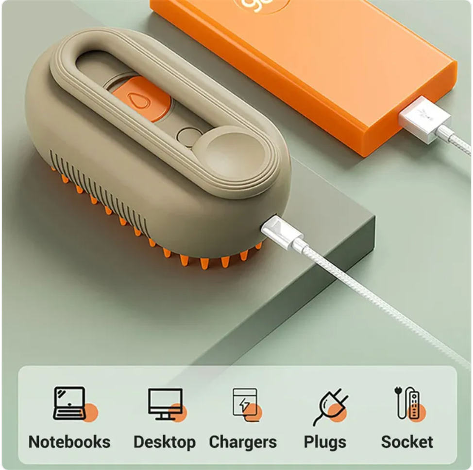 Rechargeable pet grooming brush for dogs and cats