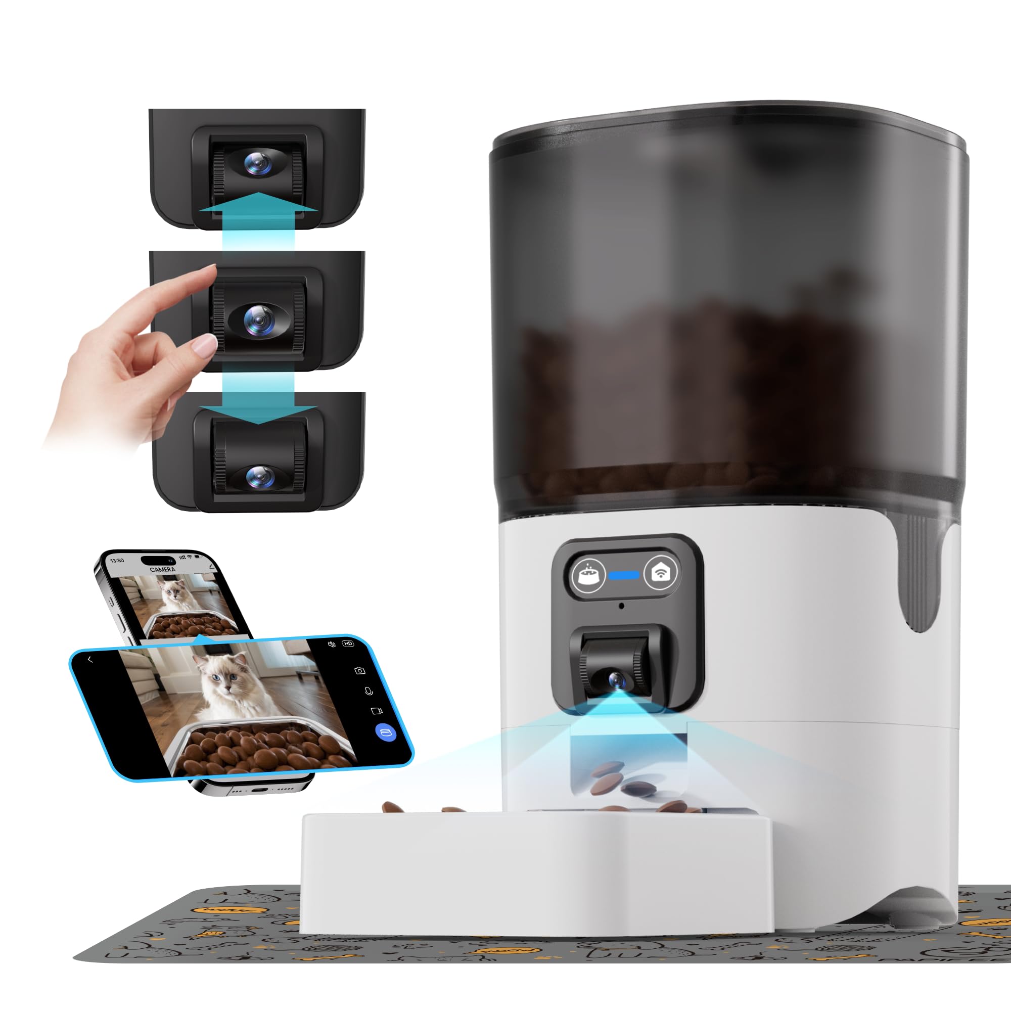Automatic cat feeder with camera and 2.4G WiFi