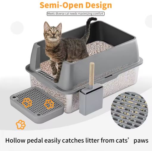Large enclosed litter box for cats with odor control