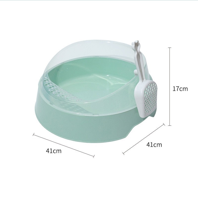 Large cat litter box with semi enclosed design for privacy