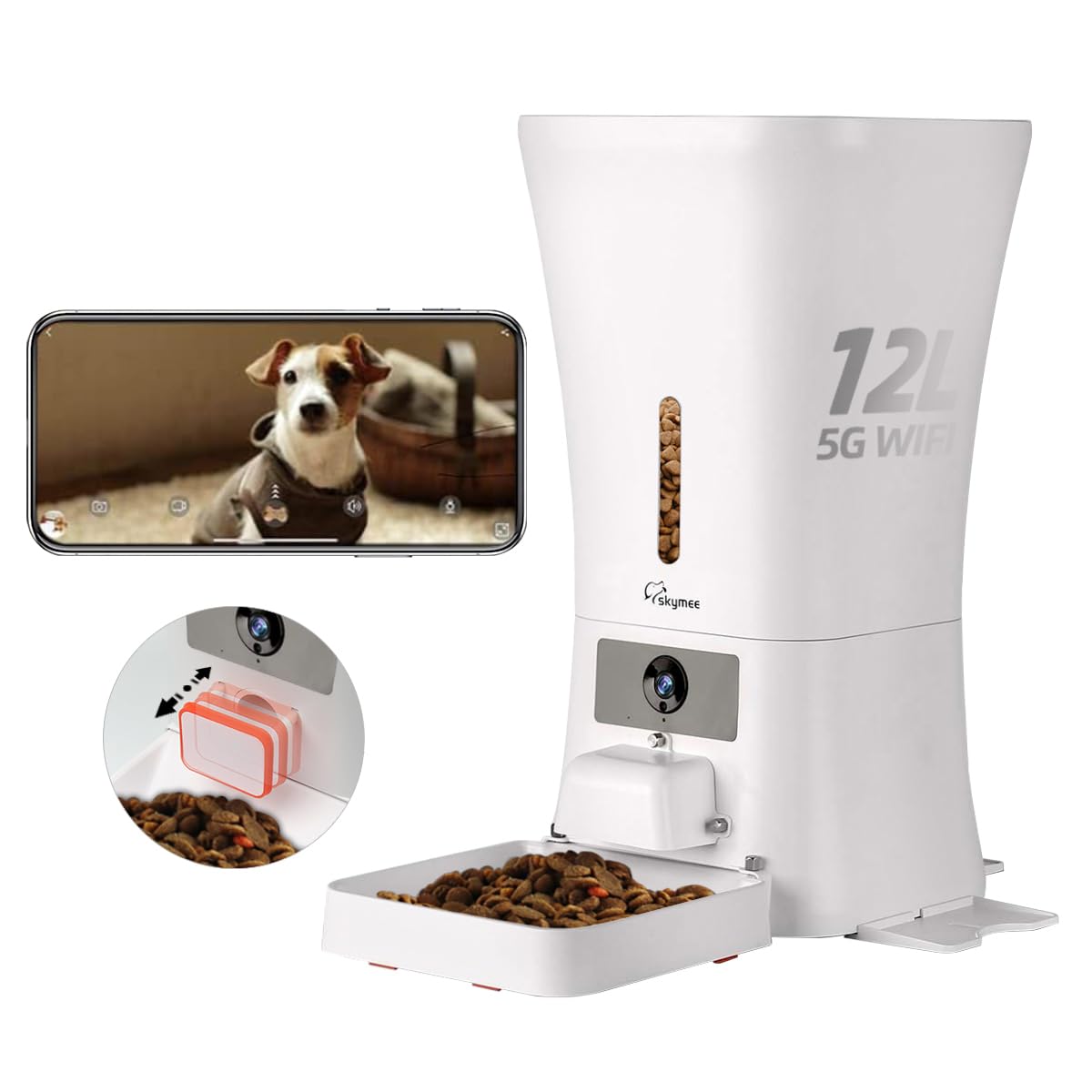 Large capacity dog feeder with 5G WiFi control