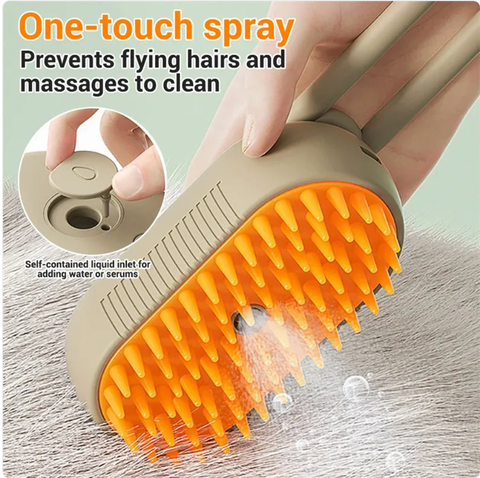 Smart grooming brush with massage function for pets
