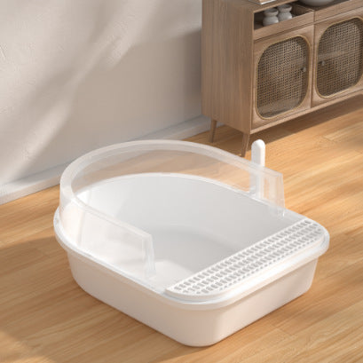 Spacious cat litter box with odor control design