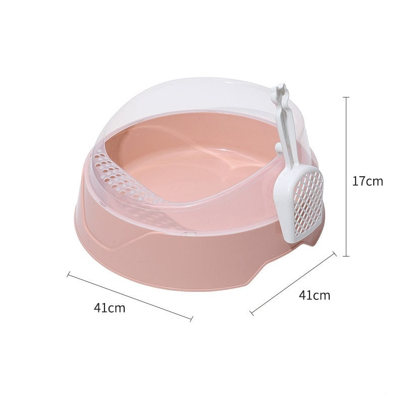 Large semi enclosed cat litter box with shovel